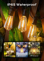 Brightown Outdoor String Lights, 100FT 50+2 LED ST38 LED Patio Lights Shatterproof, Dimmable IP65 Waterproof Connectable Hanging Outdoor Light for Backyard, Porch, Deck, Balcony