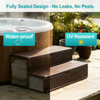 ROMIVO Hot Tub Steps with Storage Extra Wide, 2-Step Spa Stairs — Non-Slip Heavy Duty 500 lbs, Easy Assembly, Slip-Resistant, Universal for Hot Tub, RV, Camper, Pool Deck & Bath — Fits Any Size, Brown
