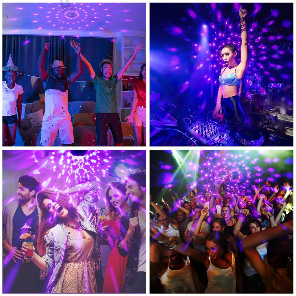 Litake UV Black Light for Glow Party, Sound Activated Party Light with Remote, LED Disco Ball Strobe Light in Dark Party Supplies, Dj Lighting for Halloween Birthday Home Dance Party Decoration 4 Pack