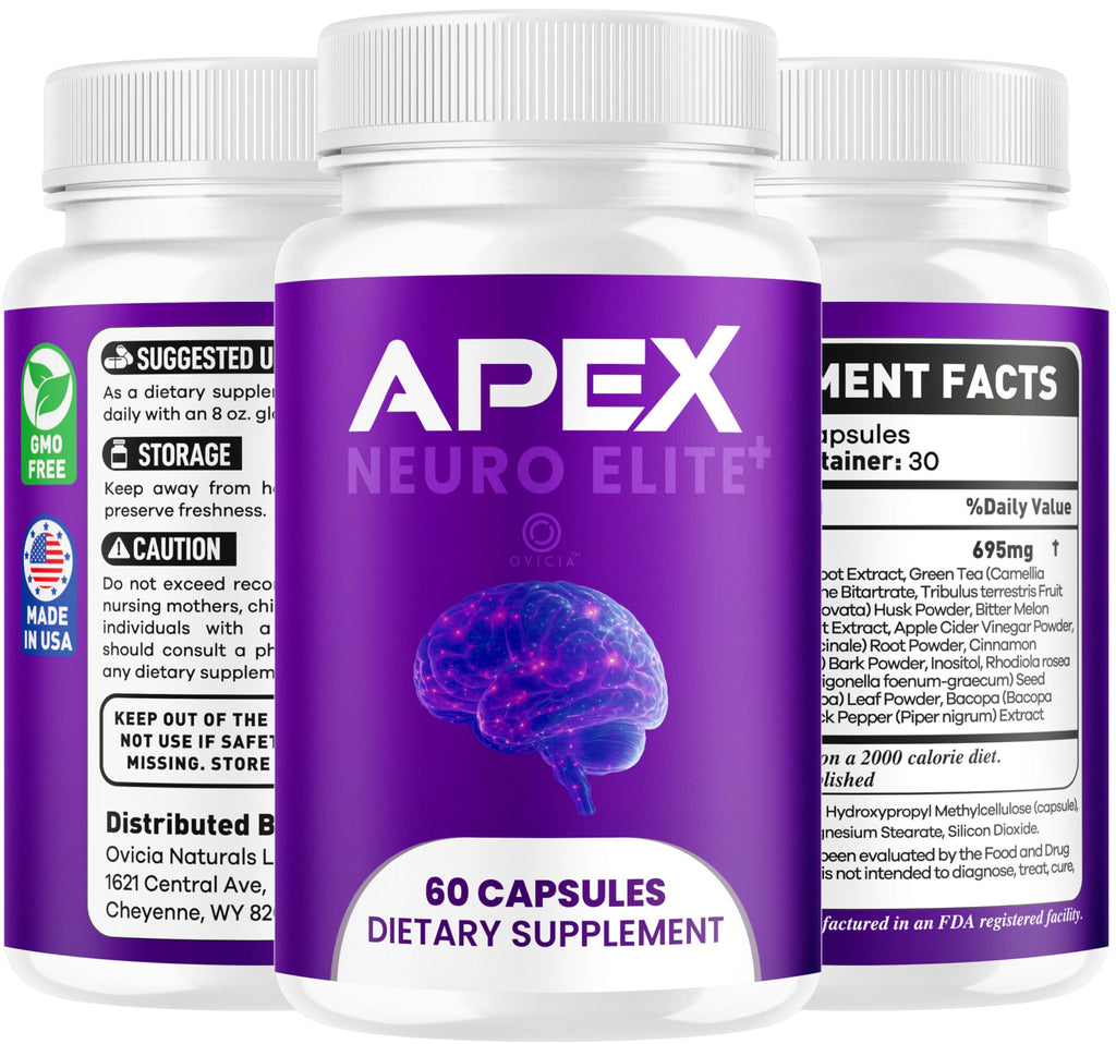Apex Neuro Elite Capsules - Official ApexNeuro Elite Pills Advanced Formula Support Maximum Strength, All Natural Ingredients Vitamins for Overall Health & Wellness, 60 Capsules for 1 Month
