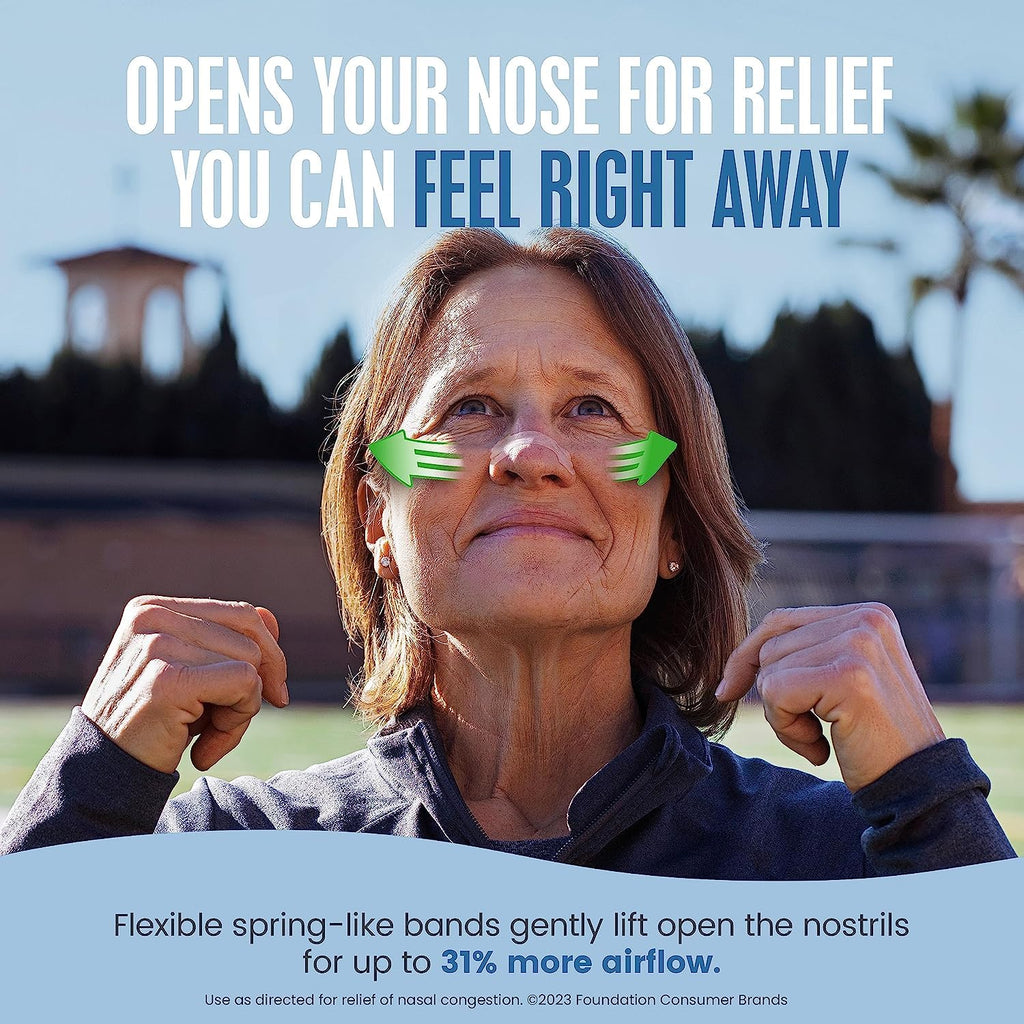Breathe Right Nasal Strips, Clear Large Nose Strips, Snoring, Nasal Congestion, Deviated Septum, Allergies, 30 Ct (Packaging May Vary)