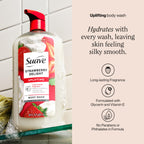 Suave Strawberry Delight Uplifting Body Wash, Formulated with Glycerin and Vitamin E for Hydrating and Gently Cleansing Skin, 30 oz pump, 4 Pack