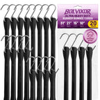 Bolvixor Bungee Cords with Hooks (20 Pack) – 10", 15", 21", 31" Heavy Duty EPDM Rubber Tarp Straps, Max Stretch 2X, Load 180+ LBS, Crimped S Hooks for Cargo, Trucks, Camping, Outdoor Use