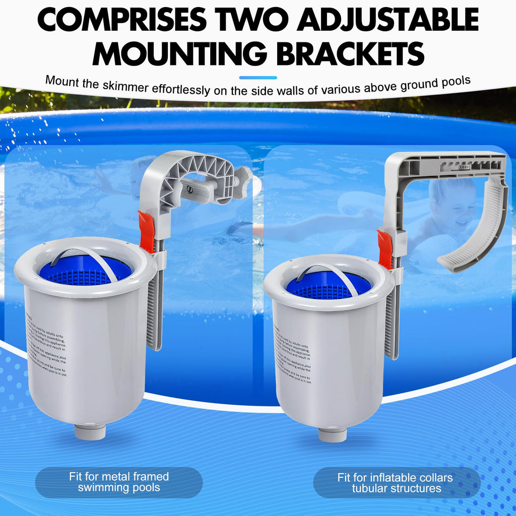 DeeprClean Above Ground Pool Surface Skimmer, Automatic Pool Skimmer for Top of Water, Wall Mount Surface Skimmer with Removable Skimmer Basket, Floating Pool Filter Pool Cleaning Maintenance Kit