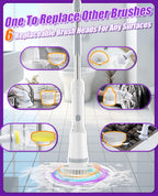Lichffy Electric Spin Scrubber, Cordless Floor Scrubber Machine with Interchangeable Cleaning Pads, IPX7 Waterproof 2-Speed Cleaning Pads for Bathroom, Kitchen, Tile, Tub and Floor Cleaning, White-qb2