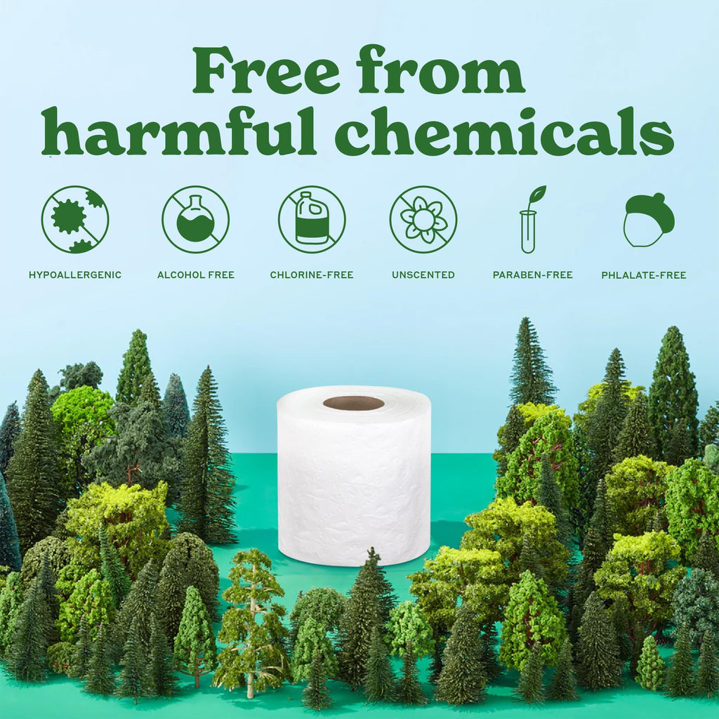 Caboo Tree Free Toilet Paper | Septic Safe, Eco Friendly, Chemical Free, Non Toxic | 2 Ply Toilet Tissue, Pack of 24 Double Rolls, 300 Sheets Per Roll