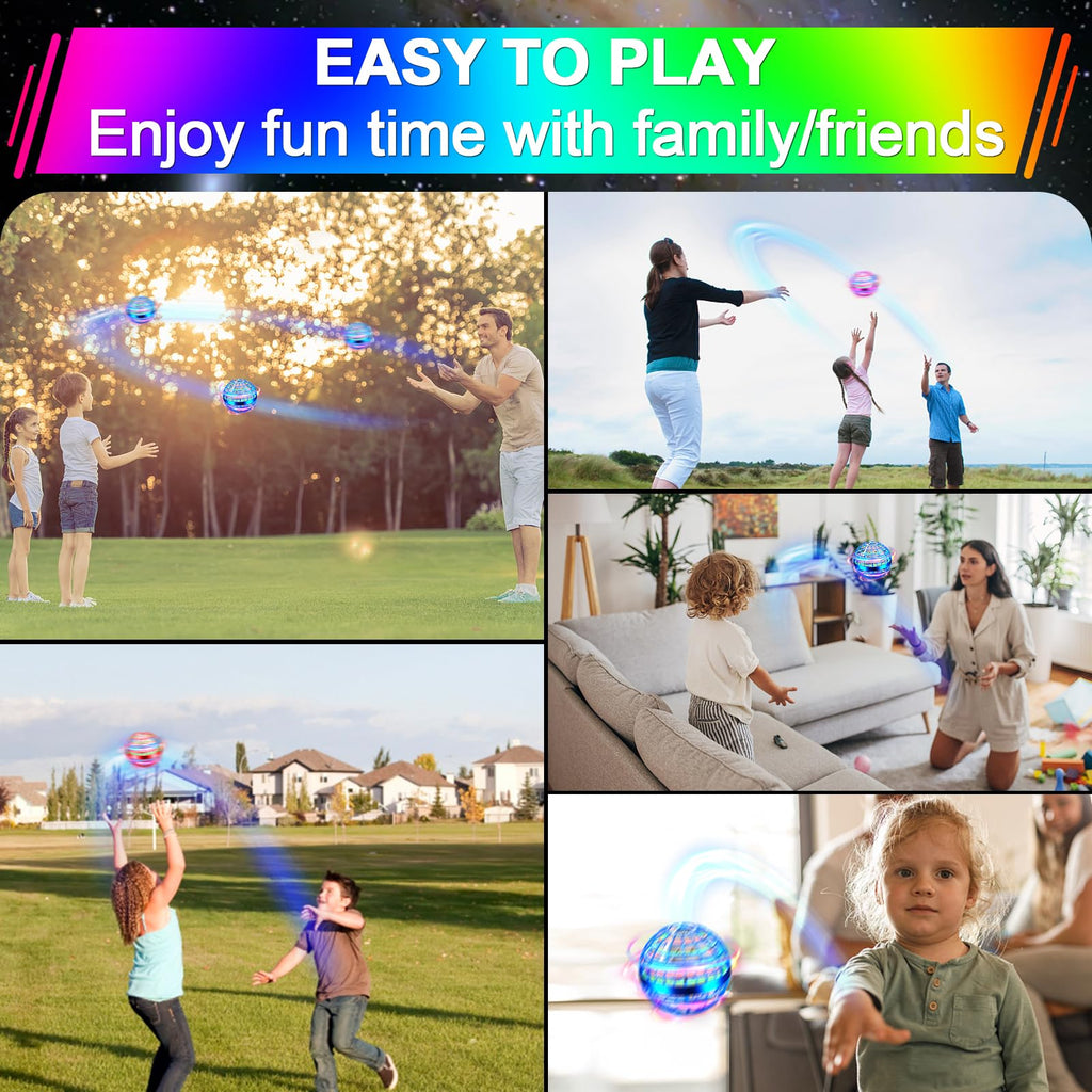 Vantexi Flying Orb Ball Toy, Parachute with LED Light, Magic Hand Controlled Mini Galaxy Hover Ball,Cosmic Globe Boomerang, Cool Christmas Birthday Gift for 6 7 8 9 10+ Year Old Boys Girls-Bright Blue