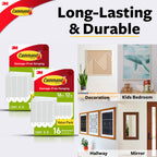 Command Medium and Large Picture Hanging Strips, Damage Free Hanging Picture Hangers, No Tools Wall Hanging Strips for Living Spaces, White, 16 Medium Pairs and 16 Large Pairs (64 Total)