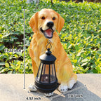 Golden Retriever Statue, Resin Solar Dog outdoor statues Holding Lantern