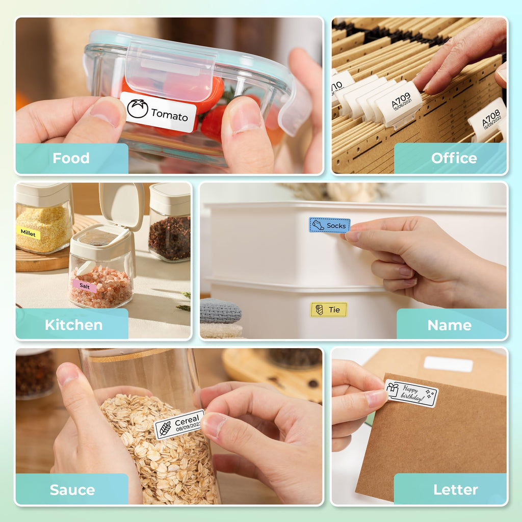 Nelko P21 Label Maker Machine with Tape, Bluetooth Label Printer, White