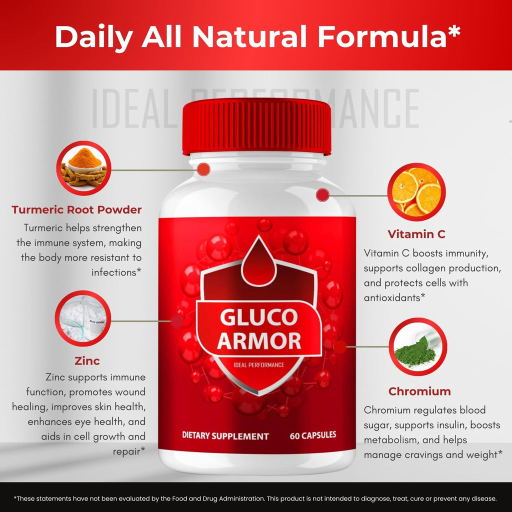 Gluco Armor Advanced Blood Formula Capsules, Official GlucoArmor Supplement Pills, Premium Formula for Healthy Circulation & Stable Levels, All Natural Gluco Armor Lite Pastillas Reviews (2 Pack)