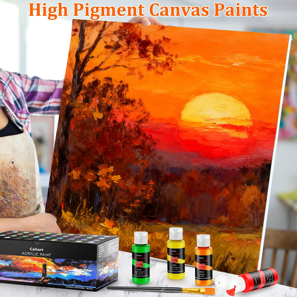 Caliart 36 Colors Acrylic Paint Set with 12 Brushes
