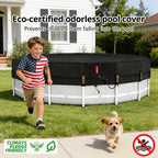 QH.HOME 6 ft Round Pool Cover,Stock Tank Pool Cover - Black Oxford Fabric Heats Water, Blocks Leaves & Sun, Windproof Snug Fit with Drawstring & Weight Rings