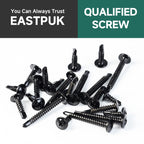 EASTPUK #10 x 2 Black Self Tapping Screws for Metal, Truss Head Phillips Drive 410 Stainless Steel Self Drilling Sheet Metal Screws with Drill Bit, Fast Tapping (Box of 300)
