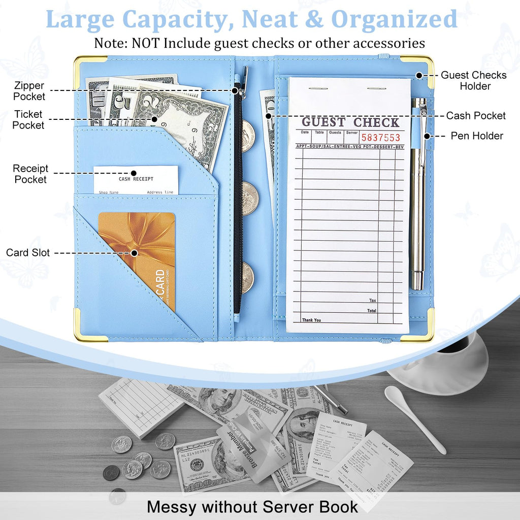 EllaSeek Server Books for Waitress, Cute Server Book with Zipper Pocket
