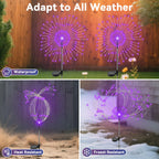 Garden Outdoor Lights, 2 Pack 120 LED Solar Garden Lights Fairy Lights Outdoor Waterproof Decorative Solar Firework Lights for Yard Patio Pathway Flowerbed Party Wedding Decor, Purple