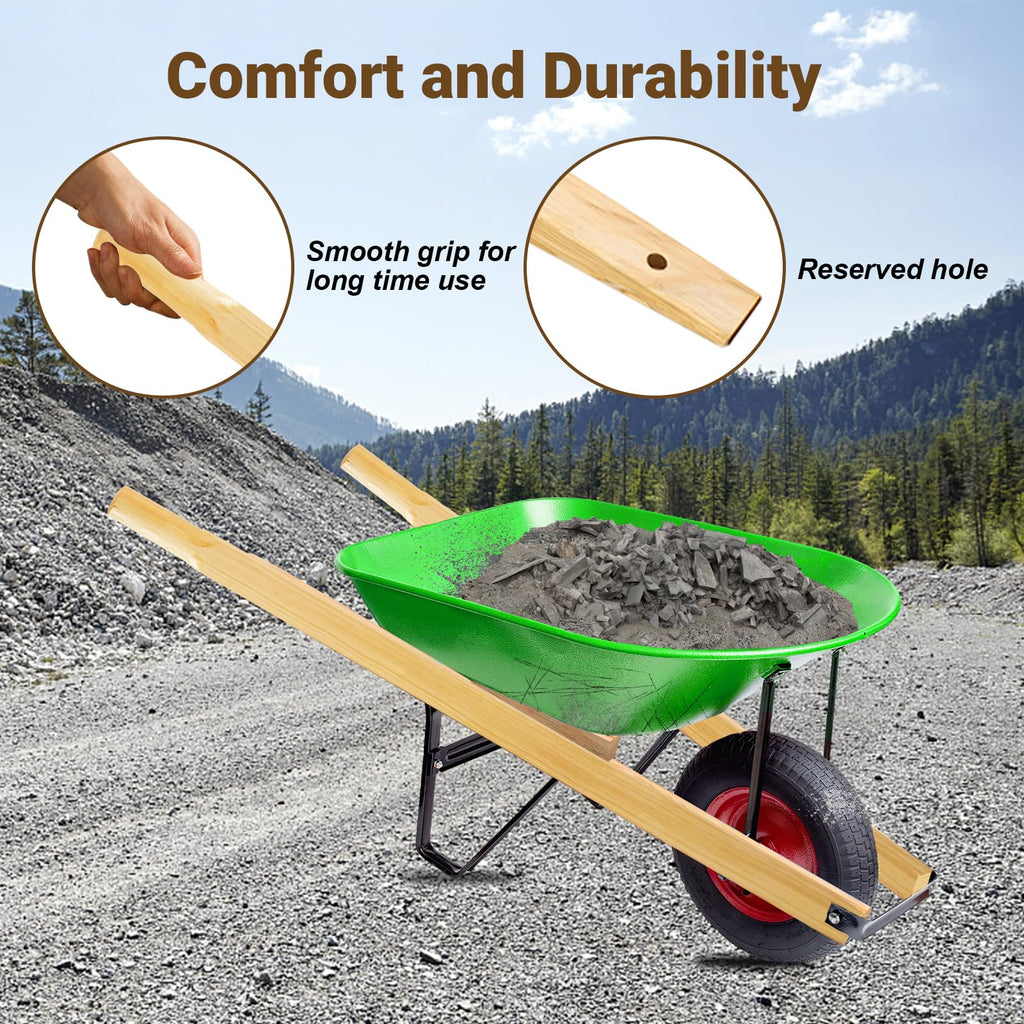 Wheelbarrow Handles Replacement Kit,59'' Wooden Wheel Barrow Parts