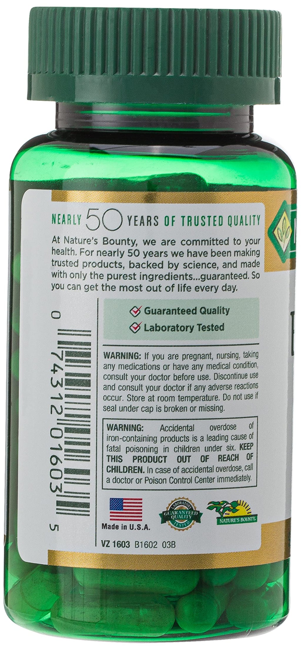 Nature’s Bounty Gentle Iron 28 mg Capsules with Vitamin C,Folic Acid,Vitamin B-12 Iron Supplement,Non-GMO,Gluten-Free,90 Count (Pack of 3)