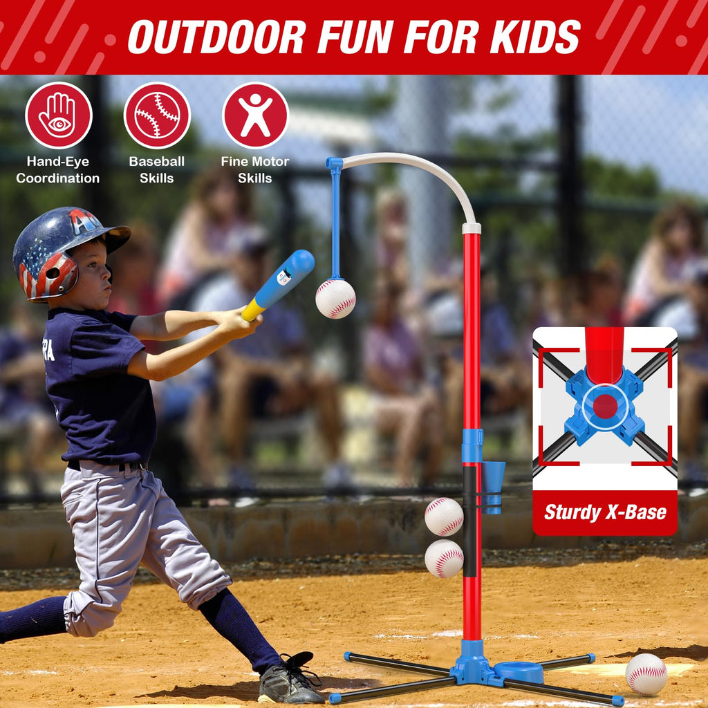 QDRAGON 4 in 1 Tball Set for Kids 3-5 with Toss and Catch Ball Set
