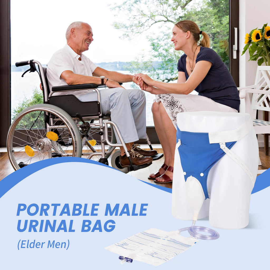 Urine Collection Bag, Reusable Condom Catheters with 2 Urine Catheter Bag, Portable & Comfortable Wearable Urinary Drainage (Elderly Men)