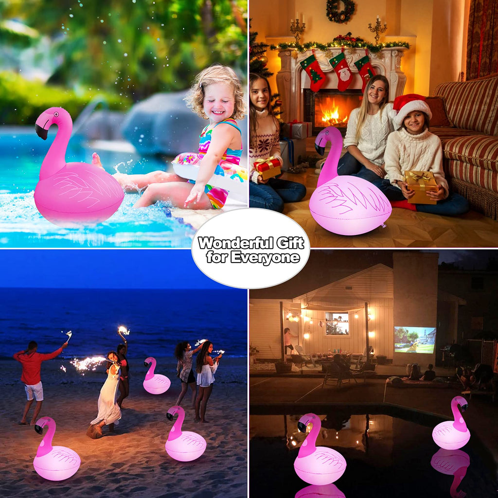 Cootway Floating Pool Lights Pack of 2, Solar Flamingo Pool Lights Waterproof, Glow in The Dark Solar Floating Pool Lights, Inflatable Floating Lights for Pool Wedding Party Decorations