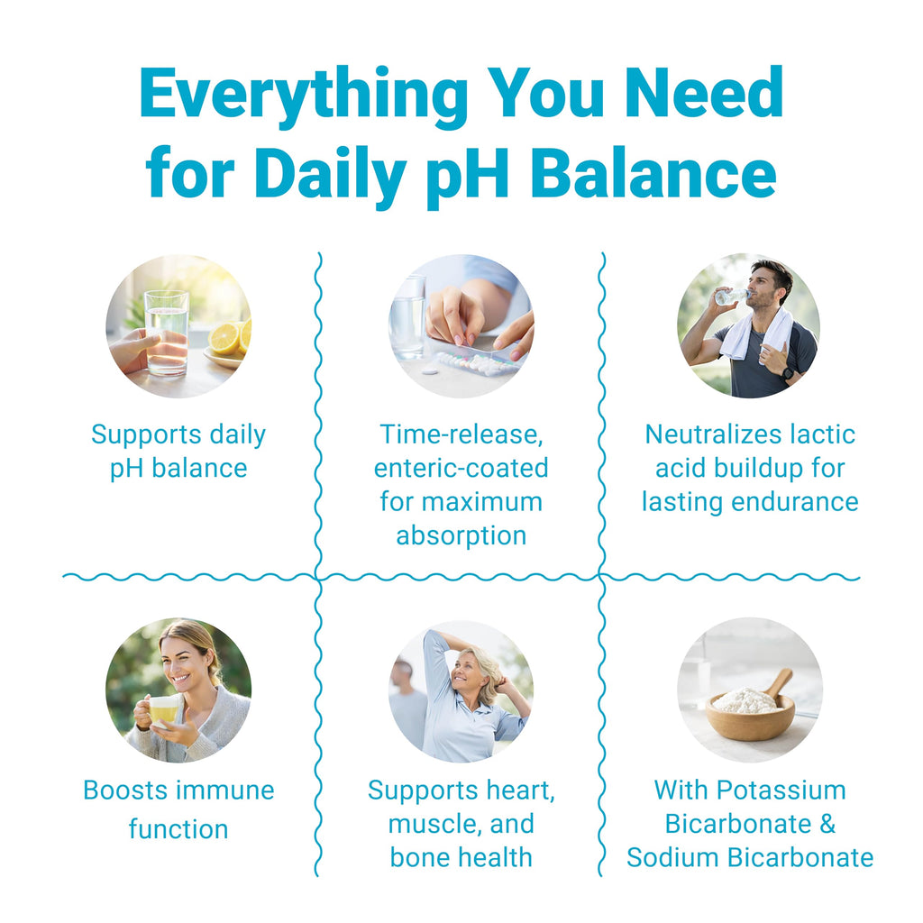 Alkalife pH Balance Tablets, 1 Pack, Alkaline Mineral Support Without the Bottles, Enteric-Coated for Maximum Absorption, Potassium & Sodium Bicarbonate, Immune Support, 90 Tablets (1 Month Supply)