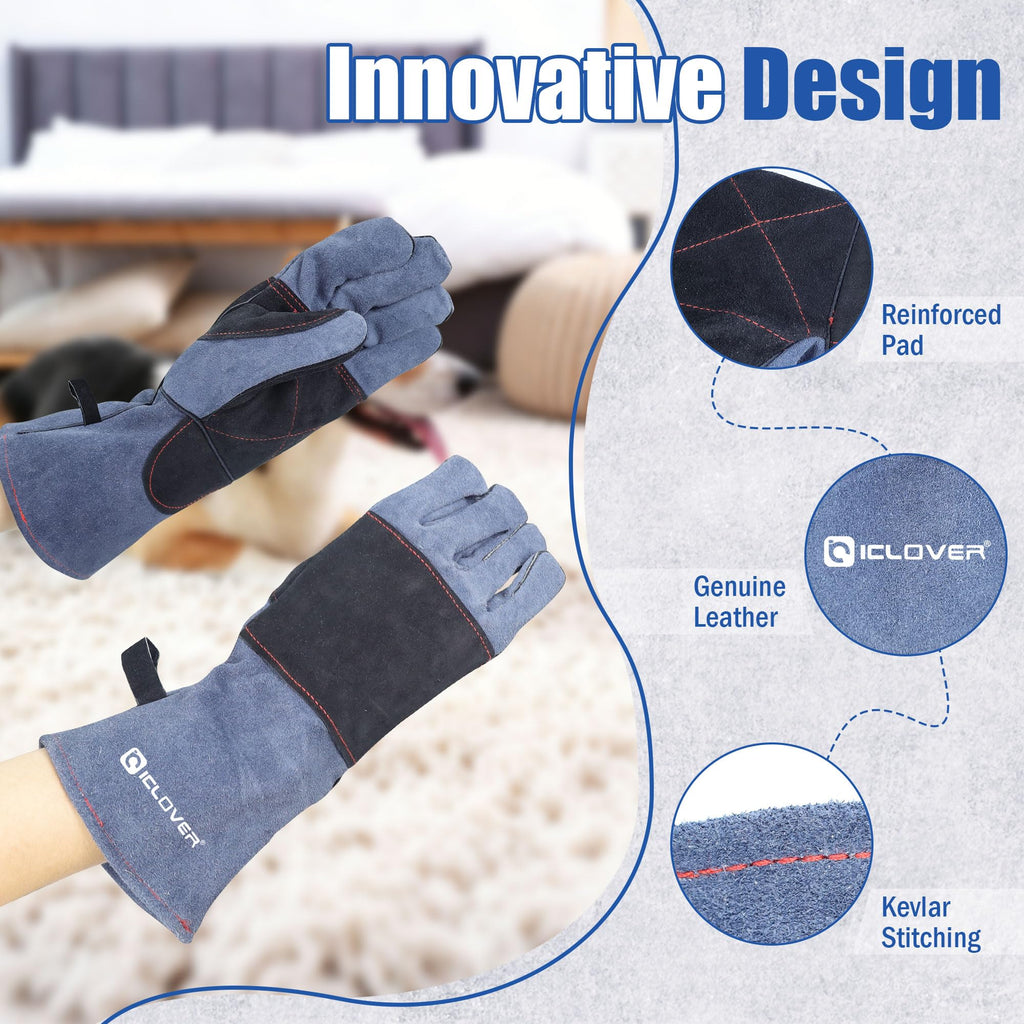 IC ICLOVER Animal Handling Gloves, Snake Bite Proof Gloves, Double Leather
