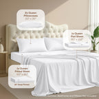 Queen Sheets Set, 4 Pieces 16" Deep Pocket Hotel Luxury Bed Sheets, White