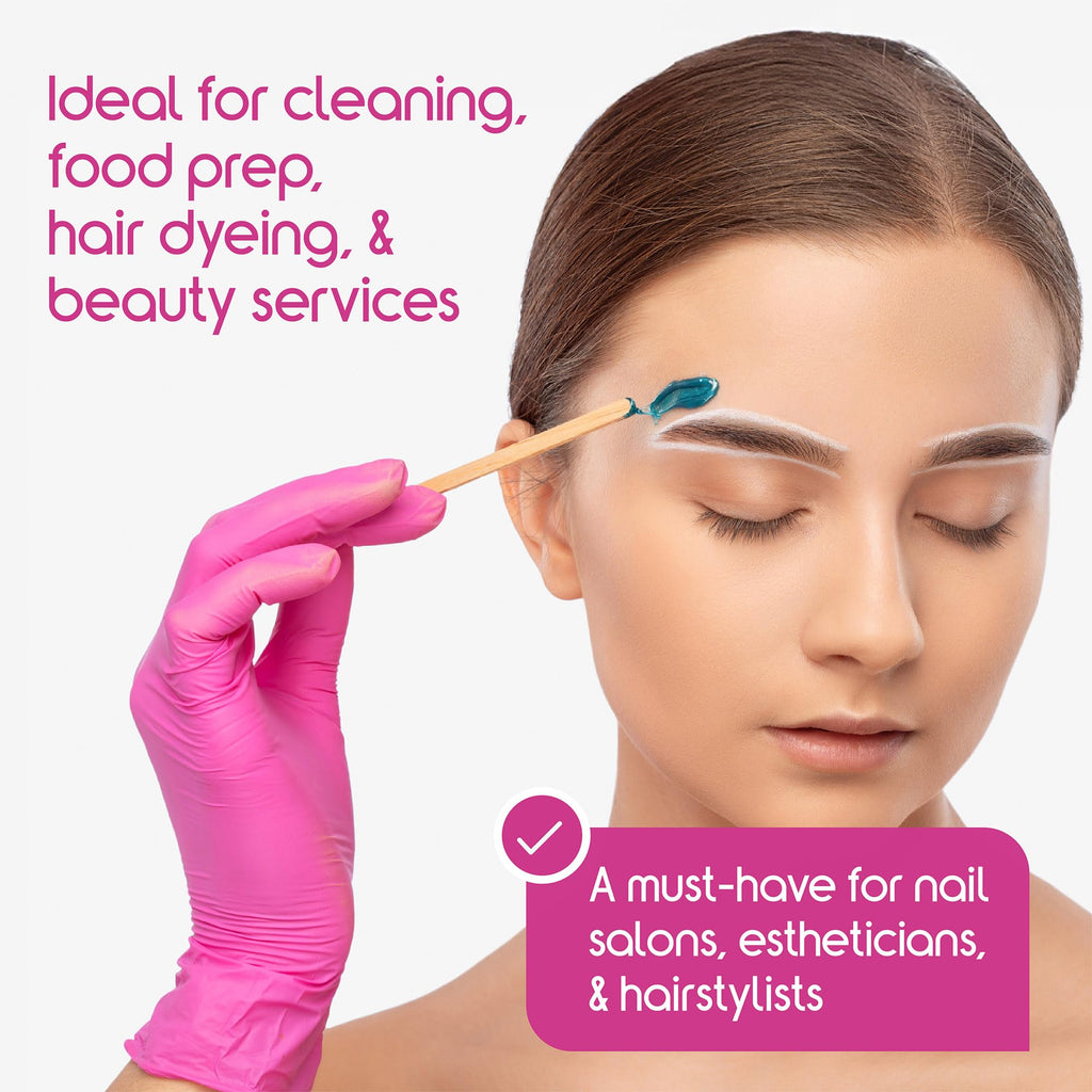 Inspire Pink Gloves Disposable Latex Free | Nitrile Pink Glove Hair and Nail Salon, Esthetician Nitrile Disposable Gloves (10 Boxes Of 100 (Case of 1000), Large)