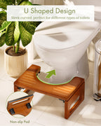 AmazerBath 7 Inches Bamboo Toilet Stool Squat for Adults, Foldable Squatting Potty Stool for Bathroom, Toilet Foot Pooping Steps Stools with Non-Slip Strip, Improve Bathroom Posture and Comfort, Brown