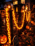 Battery Halloween Chain Lights, 10 FT 160 LED Orange Light-Up Plastic Timer