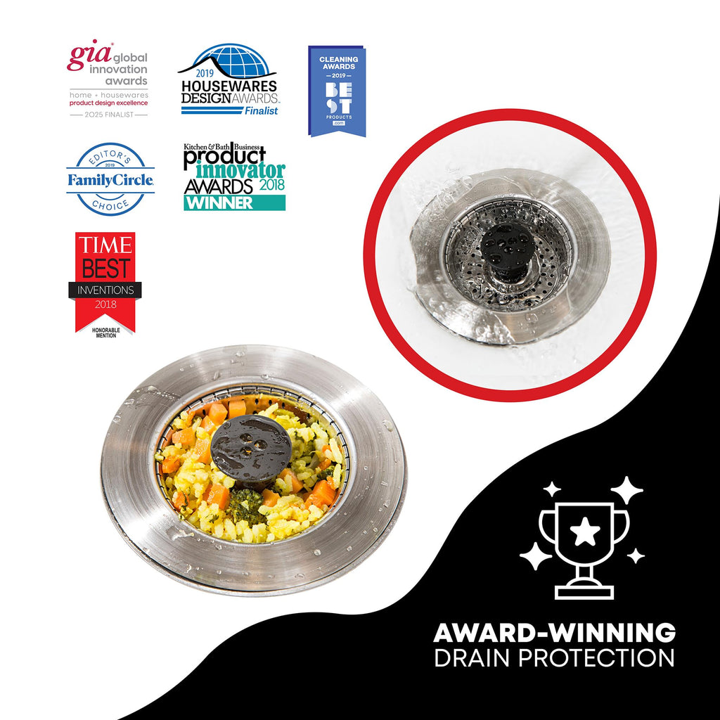 SinkShroom Revolutionary Clog-Free Sink Strainer Basket with Stopper, Stainless Steel