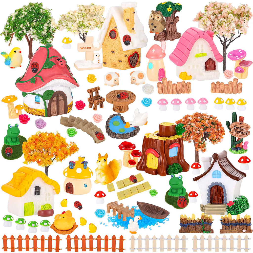 HIYZI 118 PCS Mini Fairy Garden House Accessories Kit Garden Decorations