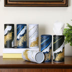 Fourluoo 12 Pack Car Tissue Cylinder Holder Bulk with 3 Ply Facial Tissues, Round Napkin Holders for Car Cup Holder Cylinder Travel Paper Tubes Bulk Round Napkin Boxes Packs(Marble)