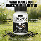 NHQNHQ Purely Nutrient Ethiopian Black Seed Oil, Ethiopian Black Seed Oil Softgels |4.64% Thymoquinone | Non-GMO, Gluten-Free,60 Capsules-1PCS