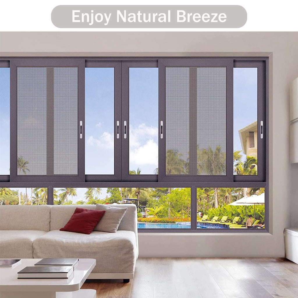 SAKURRY Window Screen Replacement Kit, 48'' x 99'' Fiberglass Screen Mesh with Rolling Tool and Screen Retainer Spline, DIY Adjustable Screen Door Mesh for Window, Door and Patio, Gray
