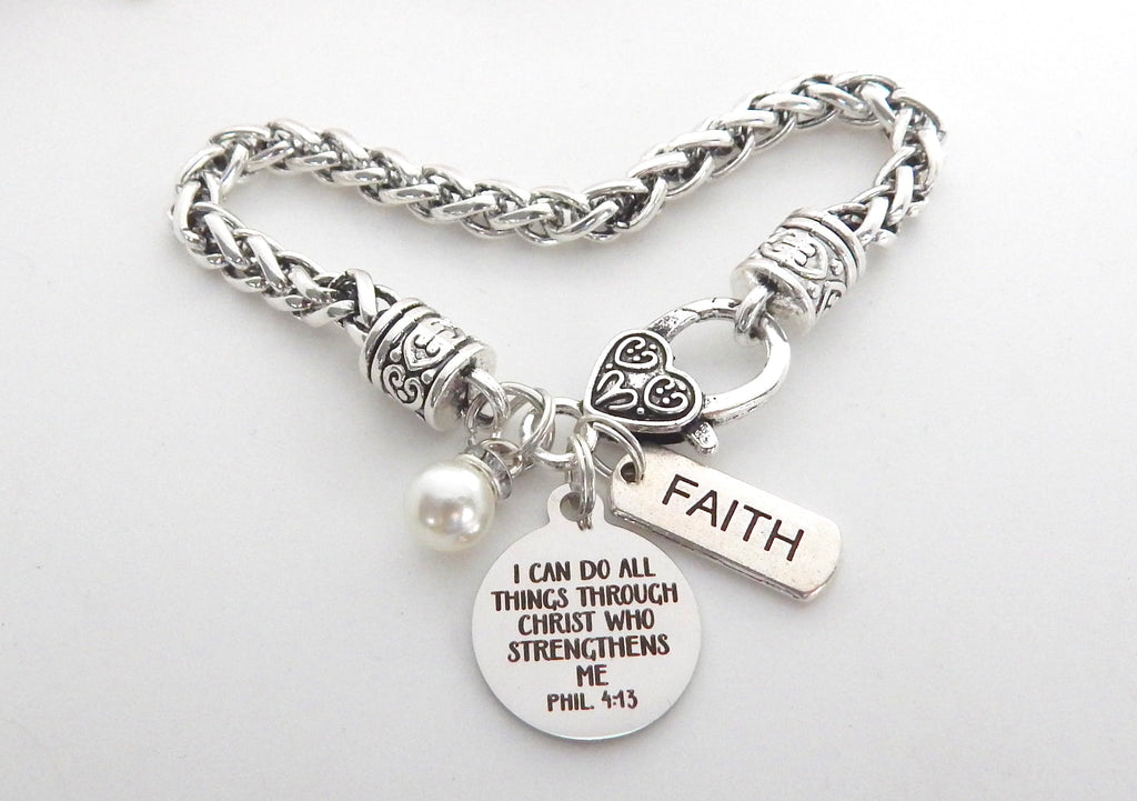 Religious Bible Verse Bracelet for Her Scripture Quotes Bracelet Faith Christian Jewelry Encouragement for Women Friend (PHIL 4:13)