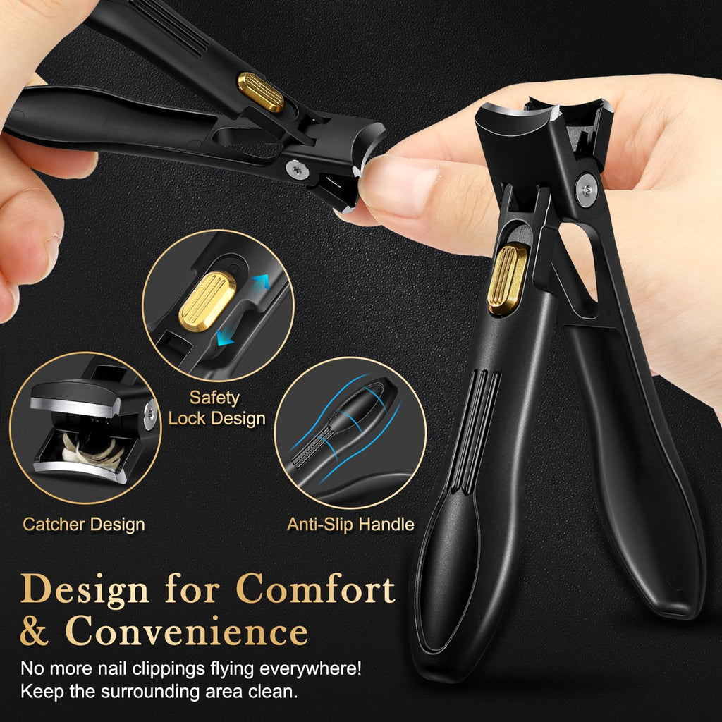 Toenail Clippers for Thick & Ingrown Nails, Professional Nail Clipper Set with Pedicure Tool, Super Sharp Fingernail Cutter with Catcher, Podiatrist Toe Nail Clippers Kit for Seniors, Men & Women