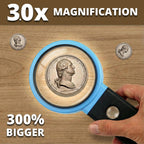 Vision Aid 30x Hands-Free Magnifier with Ultra Bright 36 LED Lights and Case - 40x Loupe Magnifying Glass with Stand for Reading Jewelry Coins Watch Hobby Crafts Close Work