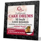 Cakebon Cake Boards Square - Sturdy 1/2 Inch Thick Drums - 10 Inch Professionally Wrapped Edges Black 6-Pack