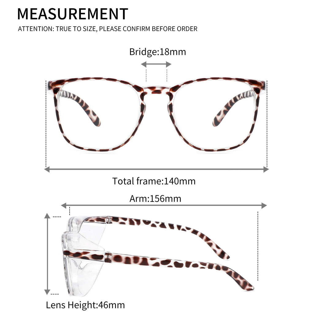 Alsenor Safety Glasses Anti Fog Goggles Protective Eyewear Blue Light Blocking ANSI Z87 UV Protection Glasses For Men Women (2 Pack(new-leopard+transparent))