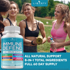 8 in 1 Immune Defense Support, Immunity Vitamins Supplement Booster Zinc 50mg, Vitamin C Elderberry VIT D3 5000 IU, Turmeric Curcumin & Ginger, Echinacea - Allergy Relief for Kids Adults (2 Pack)