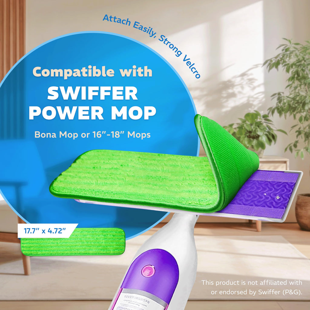 Befanty 3 Pack Reusable Microfiber Mop Pads, Compatible with Swiffer PowerMop and Bona Mop, Machine Washable Cloths, Scraper Included, Refills for All Floor Cleaning, Wet Dry - 16"- 18"