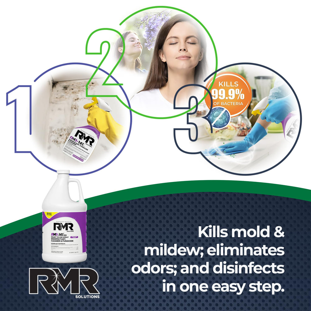 RMR-141 EPA Registered Mold and Mildew Killer, Eliminates Odors, Removes Mold, Mildew, Bacteria, and Viruses, 1 Gallon Bottle