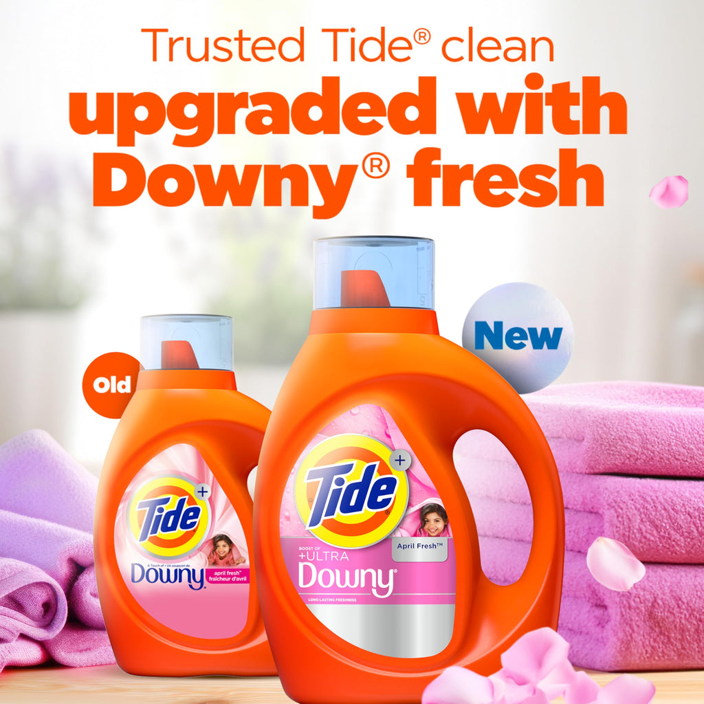 Tide Plus Boost of Ultra Downy Liquid Laundry Detergent, April Fresh Scent, 132 fl oz, 94 Loads, Laundry Detergent Liquid with Long-Lasting Freshness