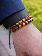 RTZN® Tigers Eye Bracelets for Men – Premium Artisan Handcrafted Golden Brown Tiger Eye Bead Bracelets – Natural Stone Tiger Eye Bracelet Men Beaded Bracelets (Morocco)