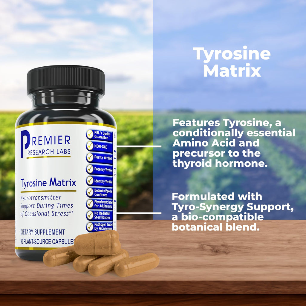 Premier Research Labs Tyrosine Matrix - L Tyrosine Supplement, L-tyrosine 944mg Capsules for Adults, Amino Acid Pills with Red Algae & Rhodiola Rosea - 90 Vegetarian Capsules