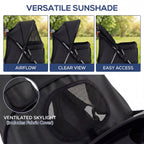 Giantex Foldable Pet Stroller for Small Dogs & Cats, Lightweight Dog Stroller with Lockable Wheels, One-Hand Quick Fold, Adjustable Canopy, Safety Leash & Storage Basket, Pet Travel Stroller, Black