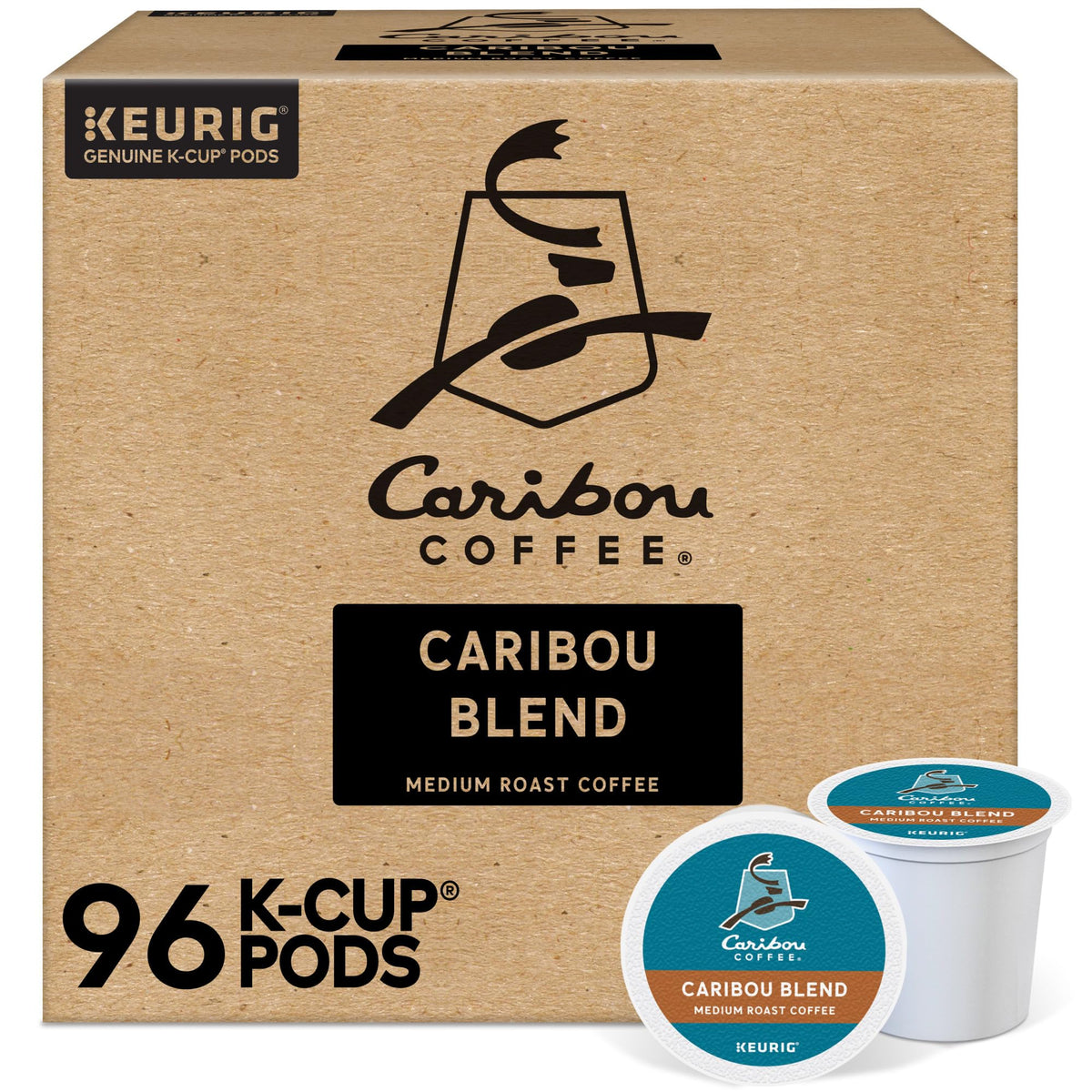 Caribou Coffee Caribou Blend Keurig Single-Serve K-Cup Pod, Medium Roast Coffee, 96 Count