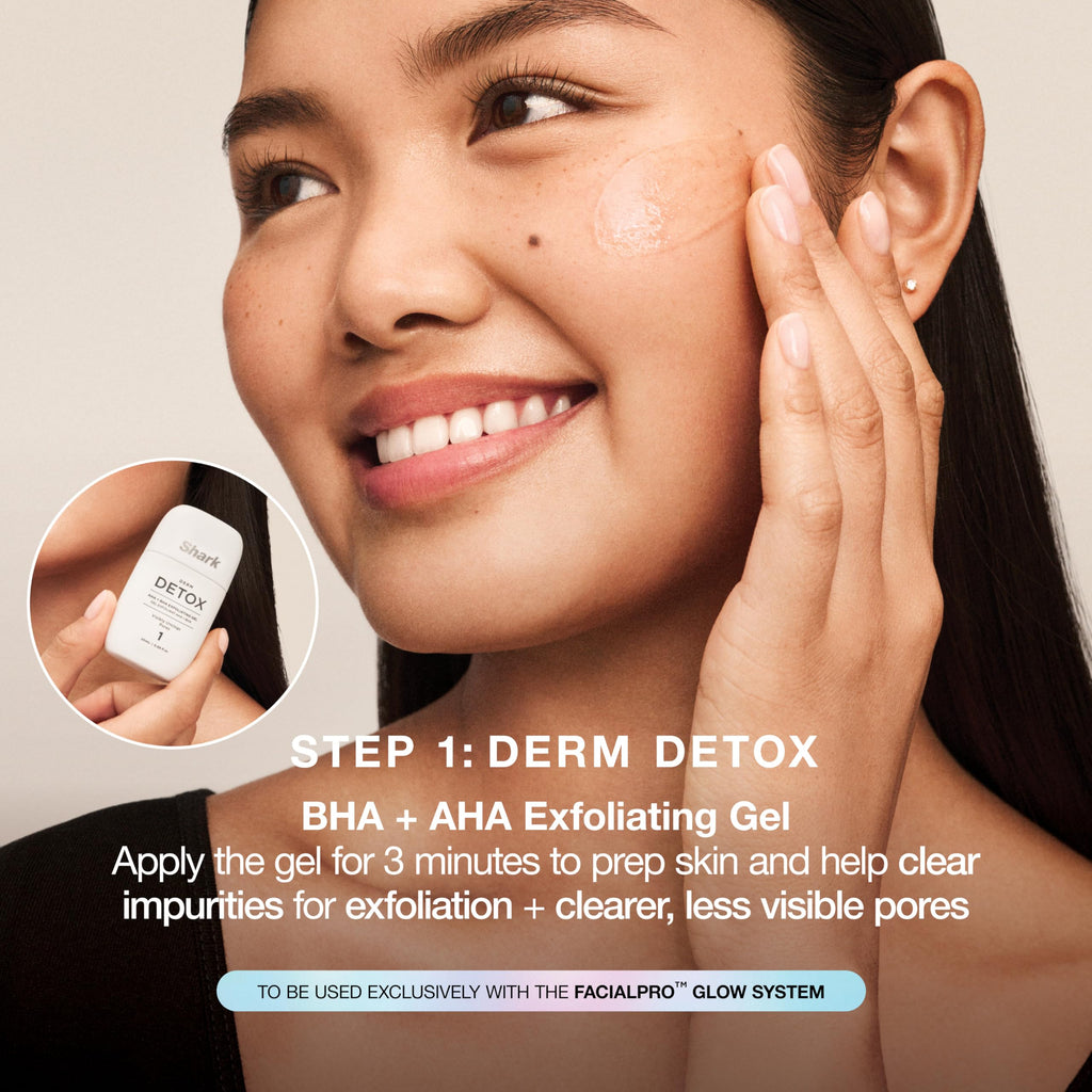 Shark FacialPro Glow Replenishment Kit, Derm Detox AHA + BHA Exfoliating Gel & Hydro Infuse BHA Hydrator, Spa-Level Exfoliation & Hydration, Compatible with FacialPro Glow System, XSKFH3